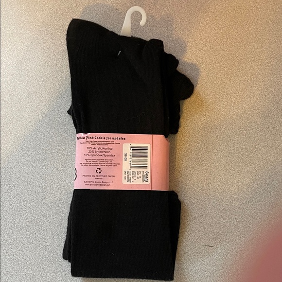 Pink Cookie Black Over The Knee Socks - Picture 2 of 3
